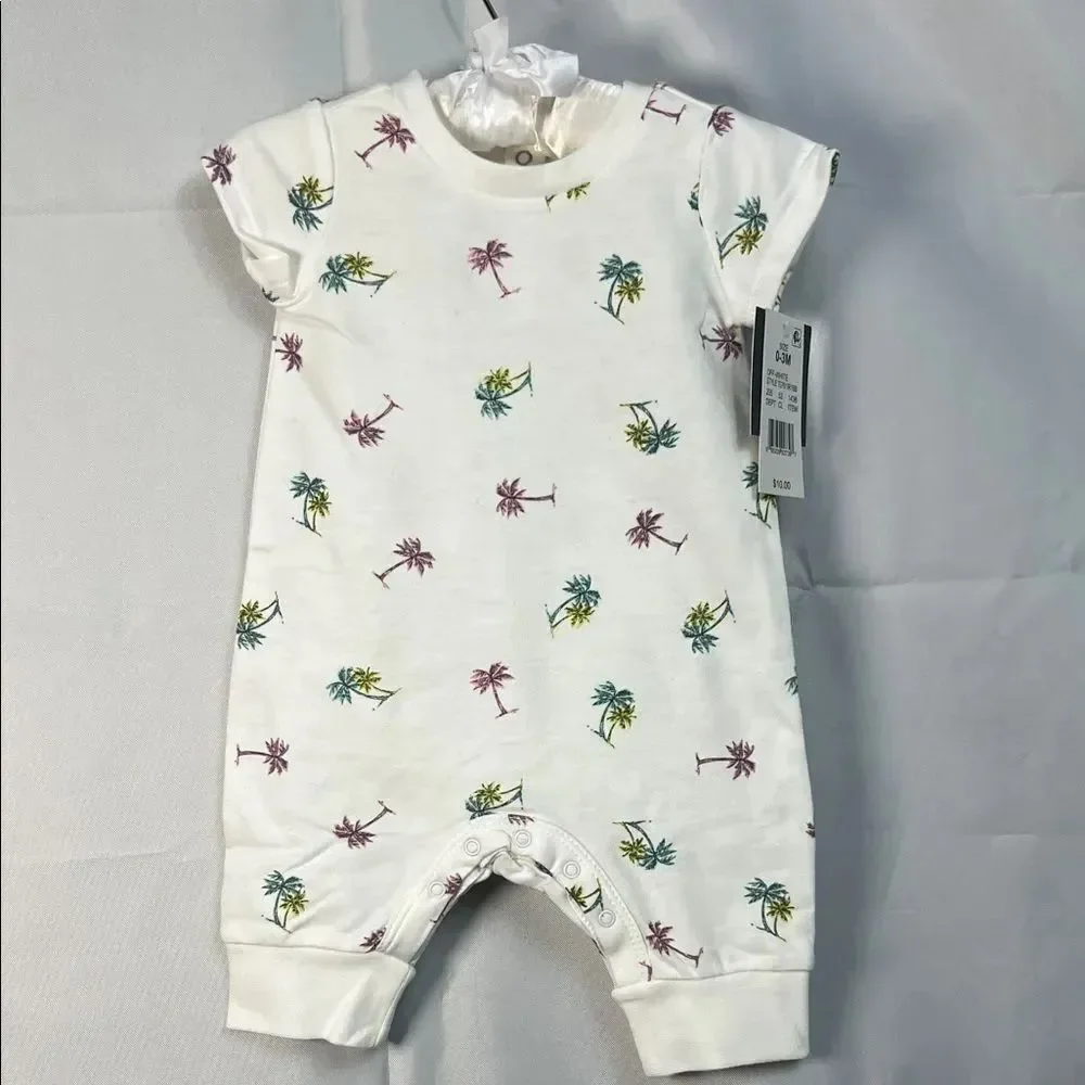 Grayson Mini cotton shortie romper with palm tree print New with tags